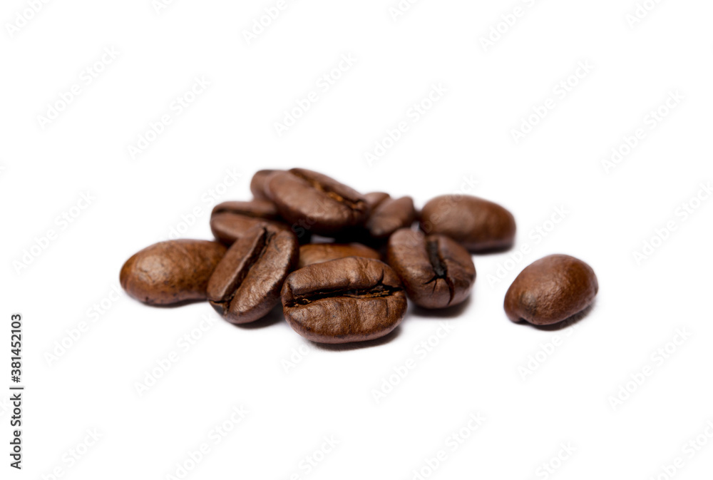 Roasted coffee beans isolated on white background Roasted coffee beans isolated on white background