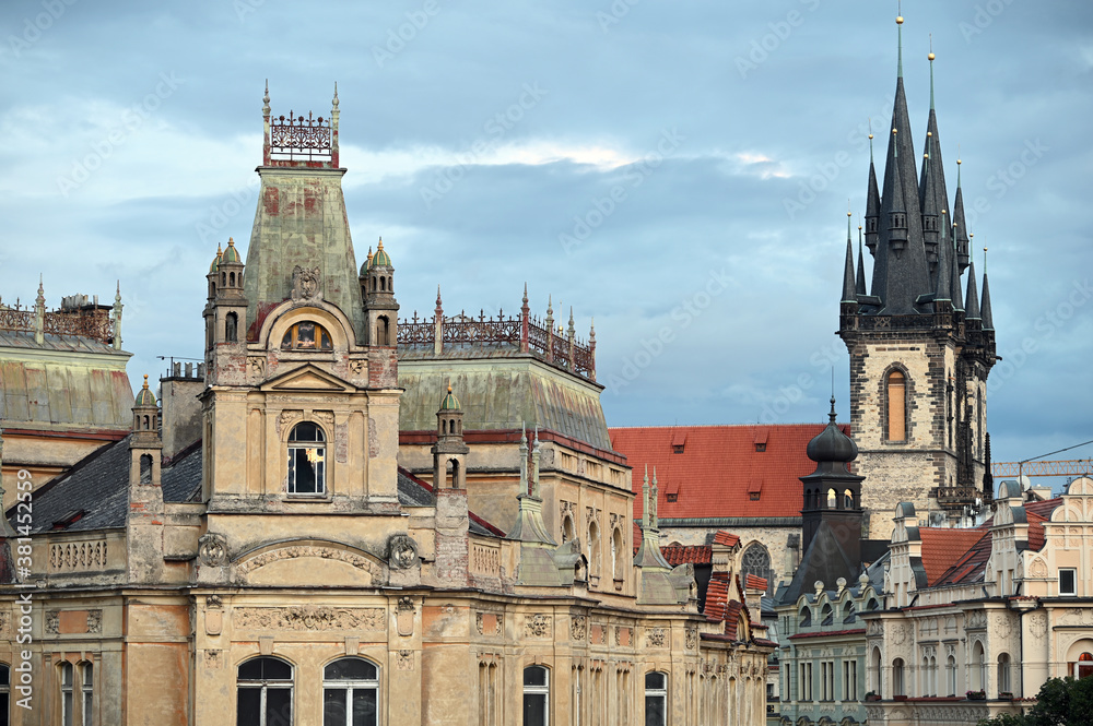 Fototapeta premium Old buildings in Jewish quarter Prague Czech Republic