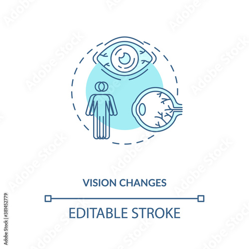 Vision changes concept icon. Vitamin shortages symptom idea thin line illustration. Potential eyesight issues minimizing. Vector isolated outline RGB color drawing. Editable stroke