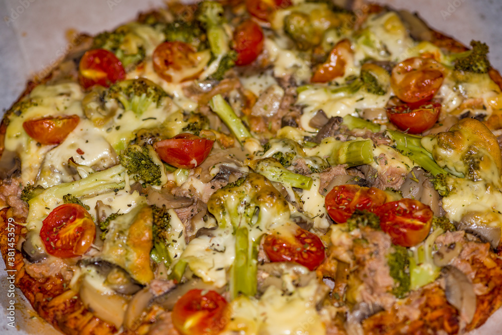 Special pizza with green bell pepper, olives, onion, mushrooms, Special pizza with green bell pepper, olives, onion, mushrooms,