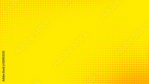 Dots halftone yellow orange color pattern gradient texture with technology digital background. Dots pop art comics with summer background.