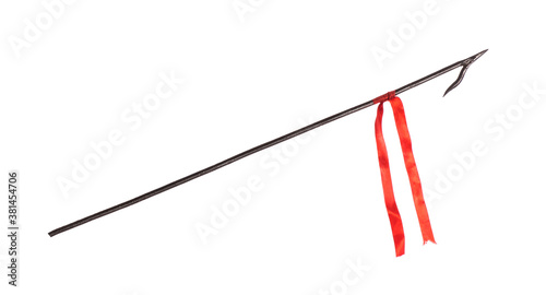 Foto ancient iron spear isolated on white background