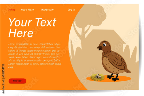 Vector illustration of a Landingpage for quail farmer