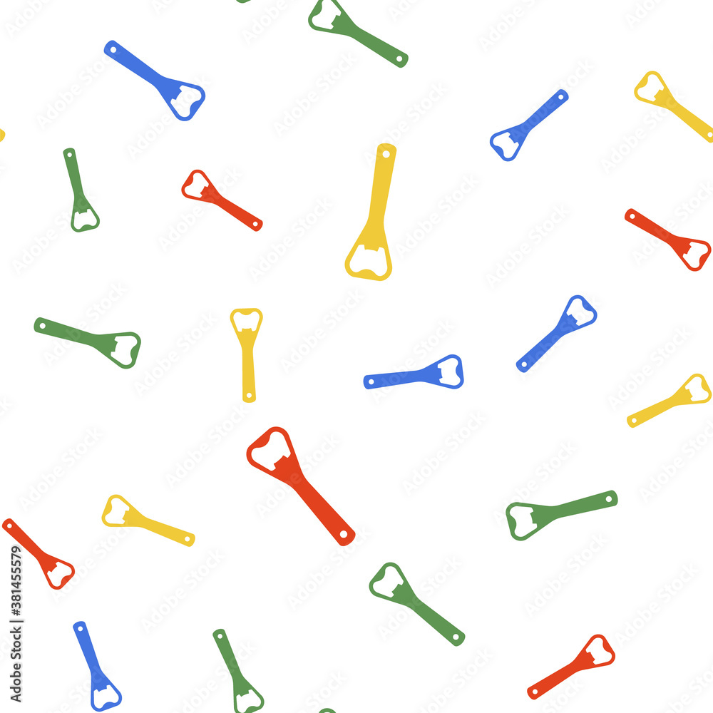 Color Bottle opener icon isolated seamless pattern on white background. Vector. Color Bottle opener icon isolated seamless pattern on white background. Vector.