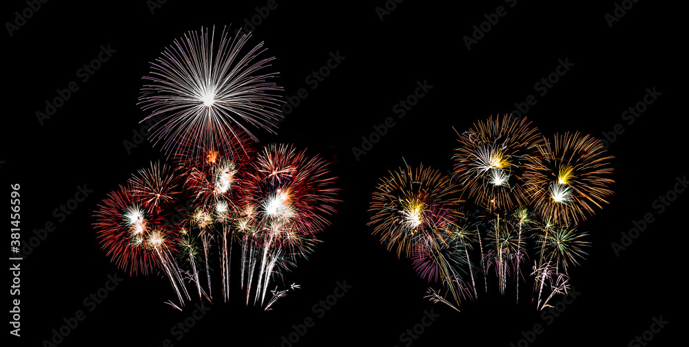 Collection of fireworks on black background. Collection of fireworks on black background.
