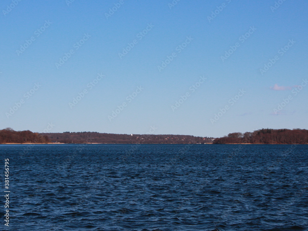 Dark Blue Large Lake with Small Waves