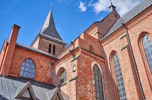 Old red brick church in Tartu 