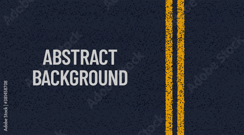 Abstract asphalt background. Vector road illustration with two yellow lines. Highway street, top view. Blue track granule texture