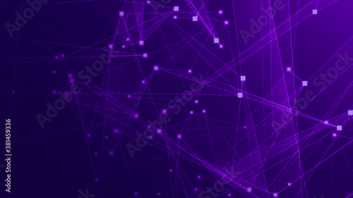 Wallpaper Mural Abstract purple violet polygon tech network with connect technology background. Abstract dots and lines texture background. 3d rendering. Torontodigital.ca