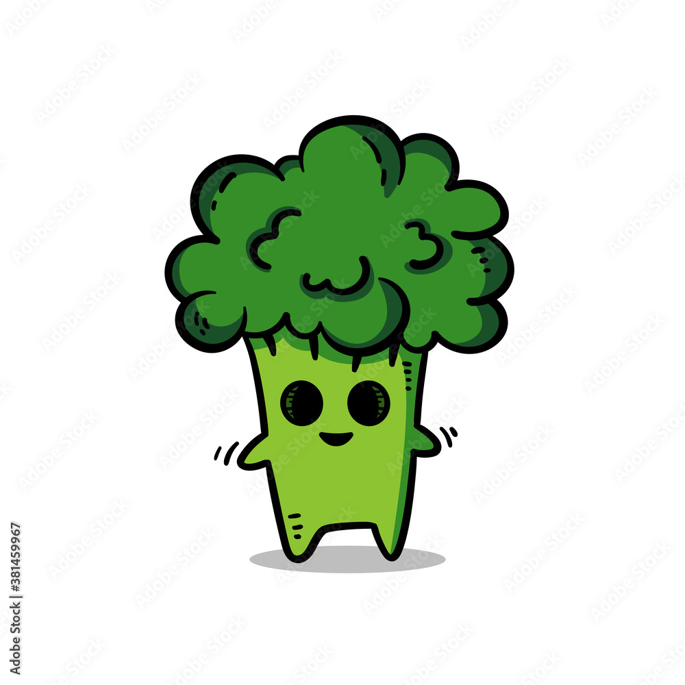 Broccoli cartoon character illustration vector Broccoli cartoon character illustration vector