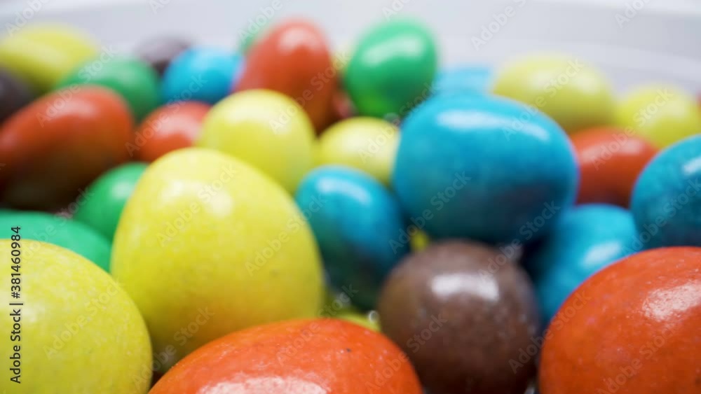 Different colors of the chocolate candies Different colors of the chocolate candies