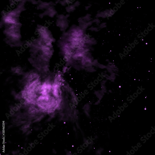 Being shone nebula and star field. 3D rendering © Anatolii