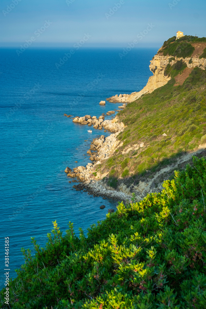 Corfu A sea view from cliff above Agios Stefanos village