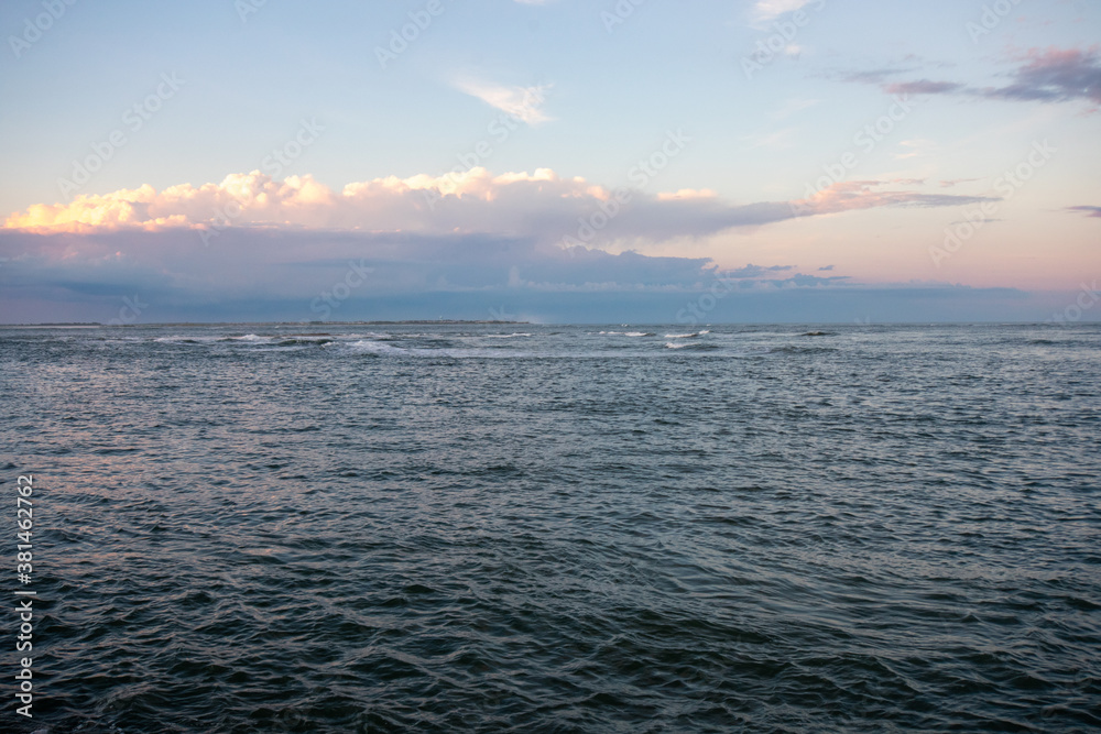 A Beautiful View of the Ocean and Sky at the North Wildwood Sea Wall In New Jersey