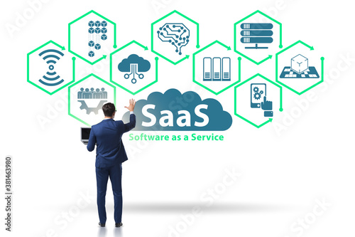 Software as a service - SaaS concept with businessman photo