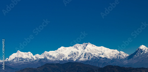 kangchenjunga mountain range in the morning. this famous form of mountain range is called the sleeping buddha. photo
