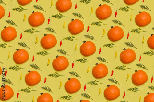Pumpkin and pepper pattern background 