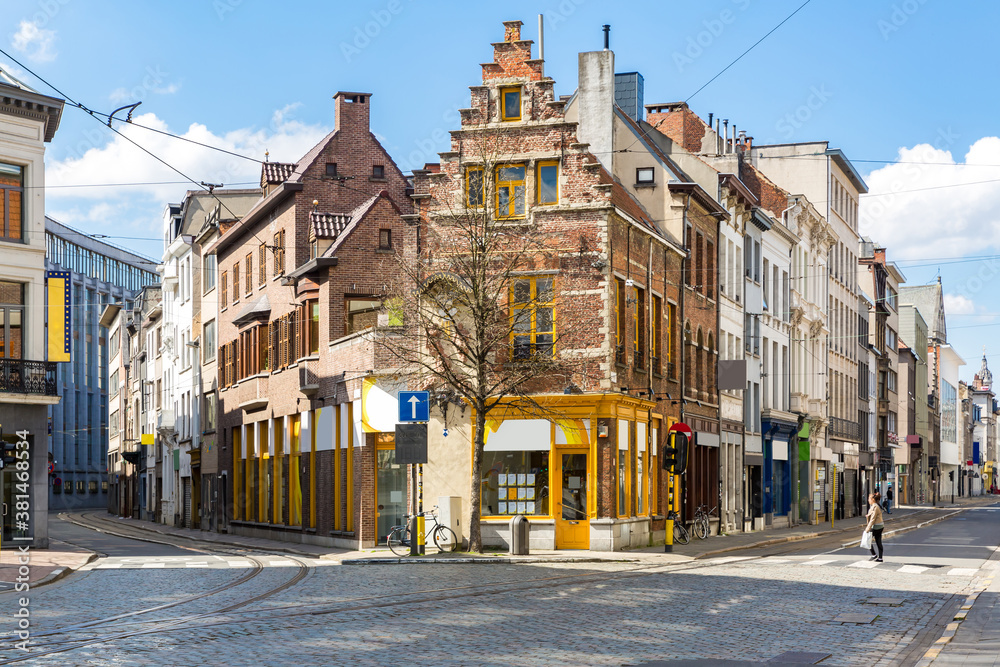 Meir Street Antwerp Belgium - obrazy, fototapety, plakaty 