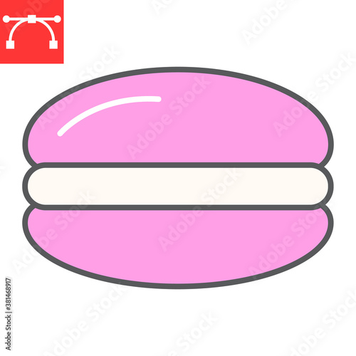 Macaron color line icon, dessert and delicious, macaroon sign vector graphics, editable stroke filled outline icon, eps 10.