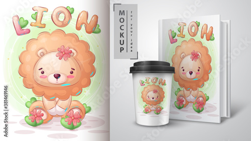 Pretty lion poster and merchandising. photo
