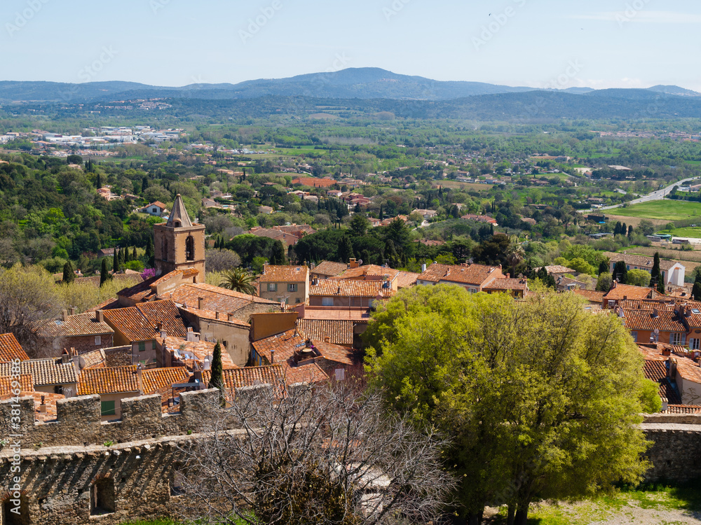 View of Grimaud village, French Riviera, Cote d'Azur, Provence, southern France