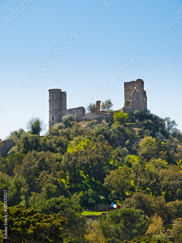 Ruins of the castle Château de Grimaud, Cote d'Azur, Provence, southern France