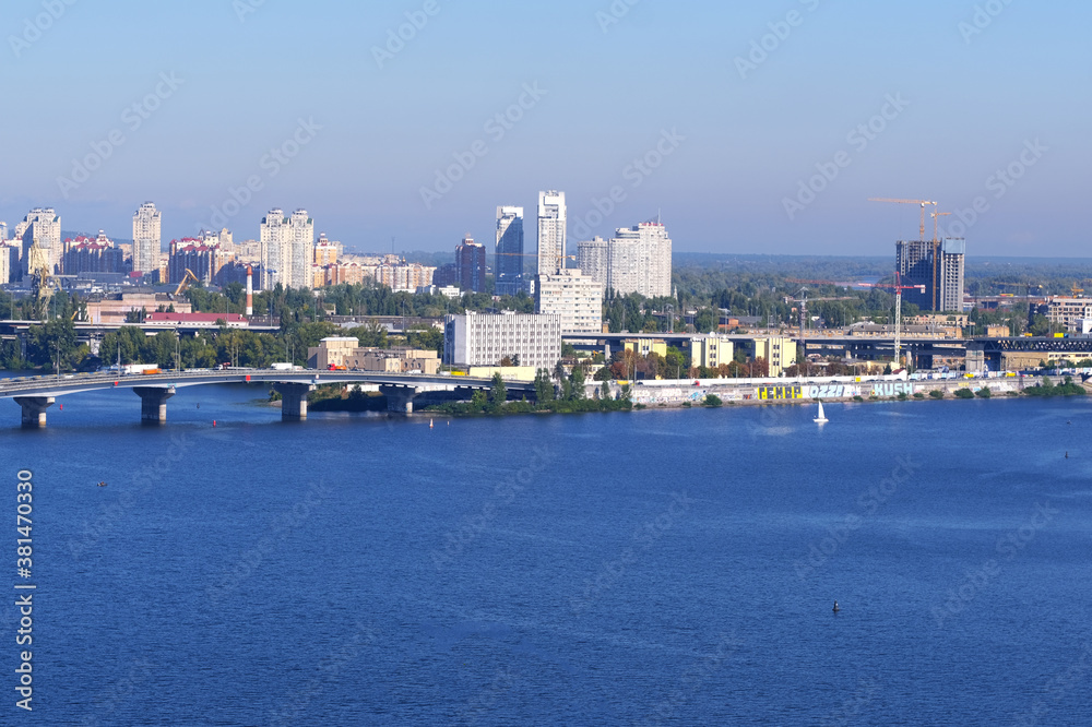 View of the Dnieper River and residential areas