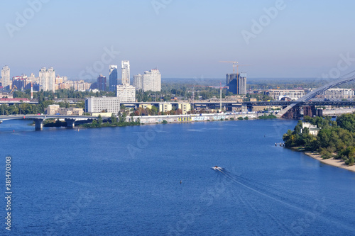 View of the Dnieper River and residential areas © aviavlad