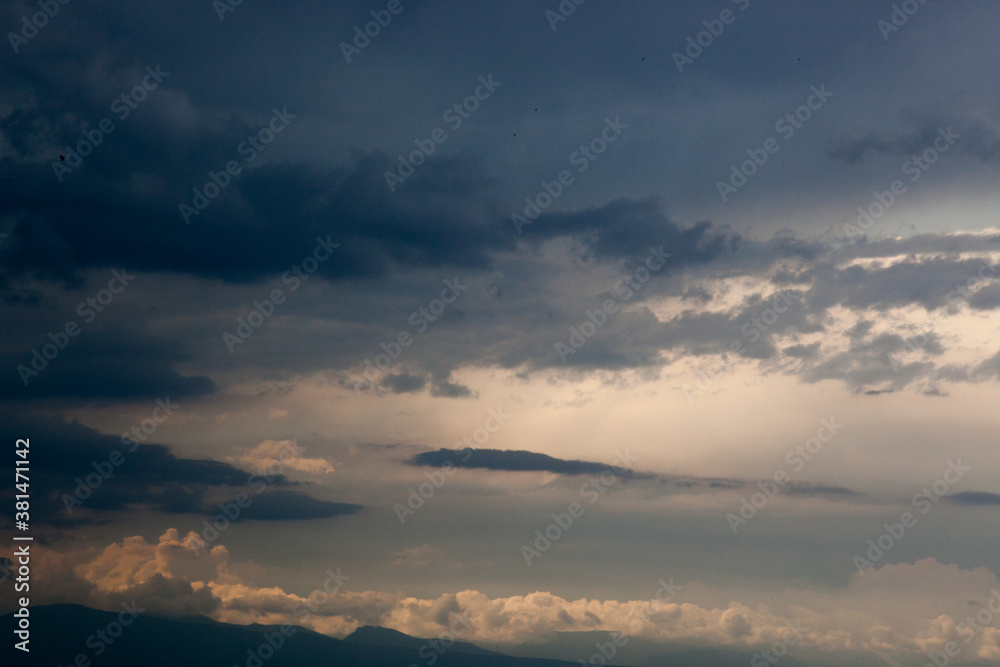 Evening sky with clouds for background or abstraction