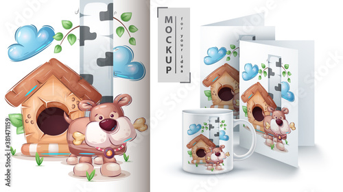 Cute house dog poster and merchandising.