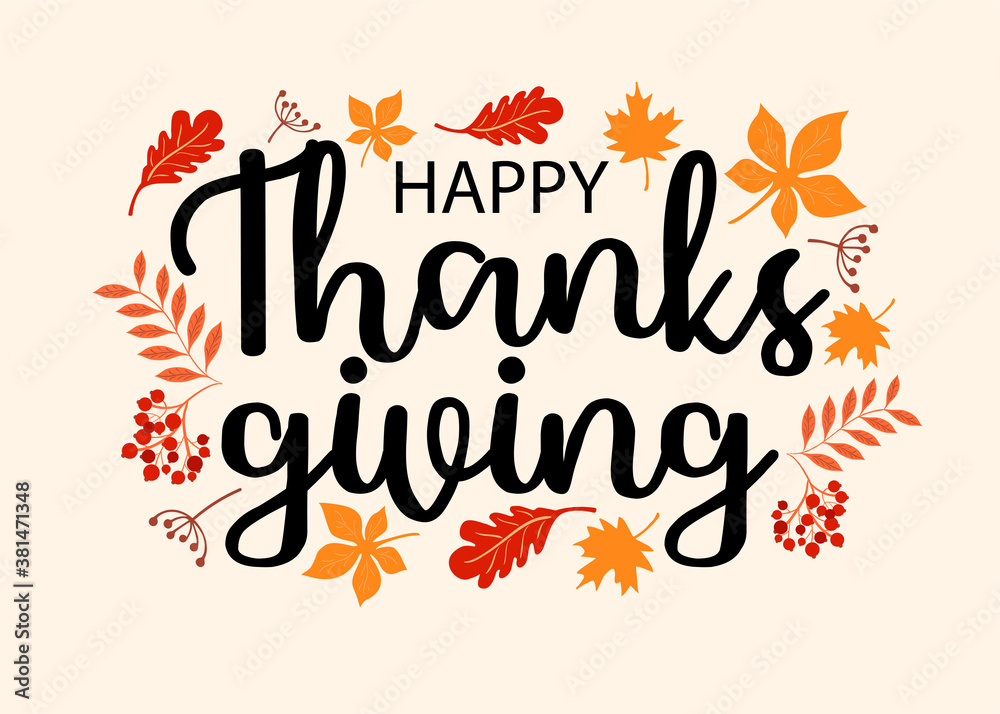 Obraz premium Happy Thanksgiving day. Banner with autumn leaves. Vector
