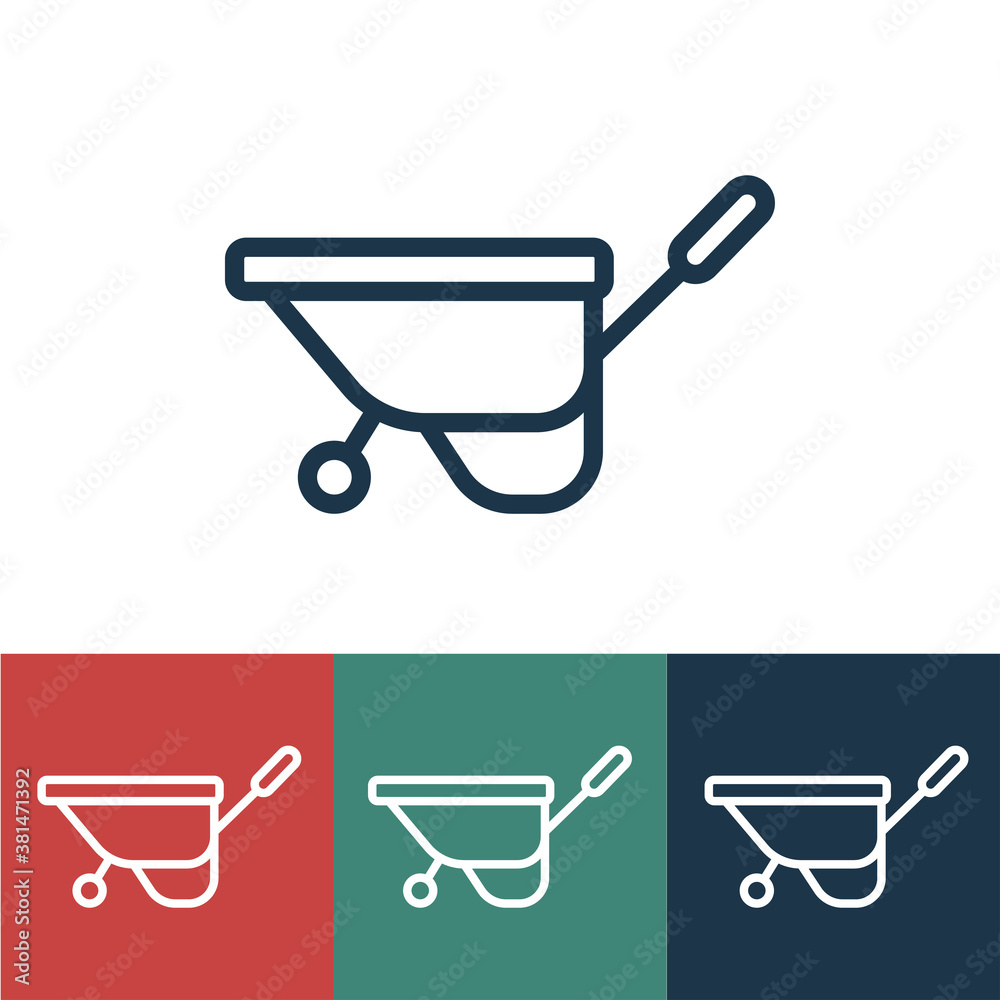 Linear vector icon with garden cart Linear vector icon with garden cart
