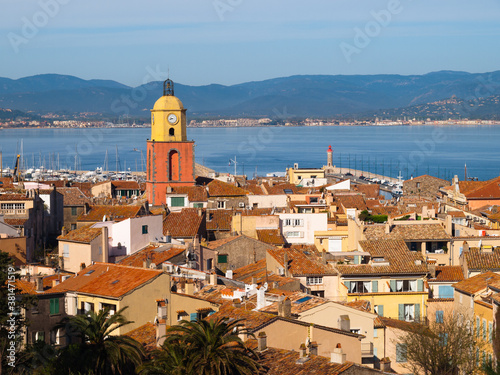 View of Saint-Tropez and the gulf of Saint-Tropez, French Riviera, Côte d'Azur, France