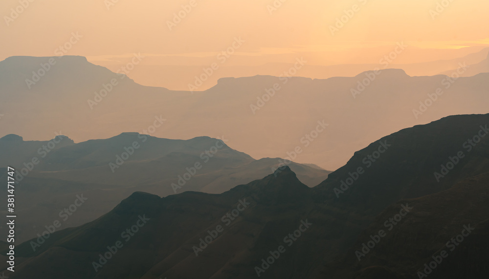 Sunrise of Layers of mountains 
