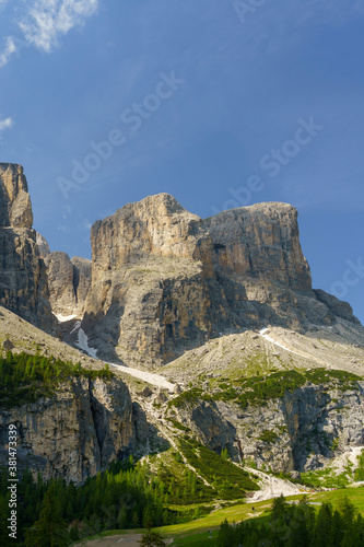 Mountain landscape along the road to Gardena pass, Dolomites © Claudio Colombo