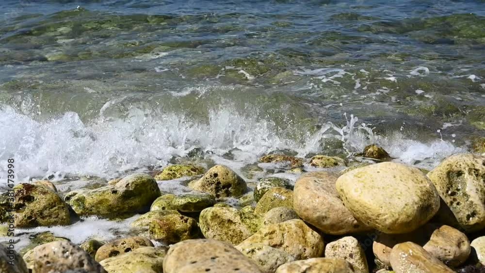 sea water washes the stones beach sea water washes the stones beach