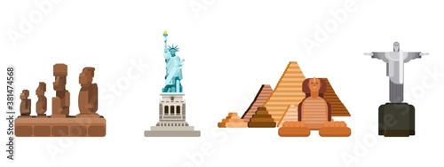 statues from different parts of the world. vector