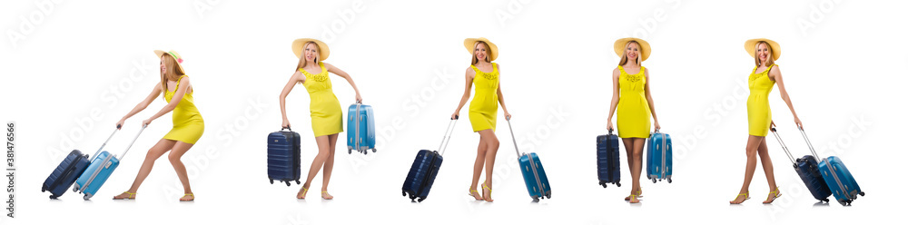 Woman going to summer vacation isolated on white Woman going to summer vacation isolated on white