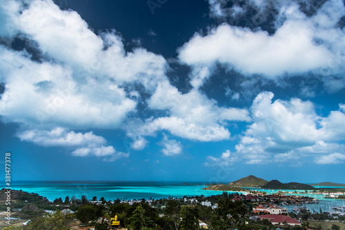 tropical island cloudy sky