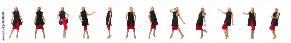 Pretty young girl in bordo skirt isolated on white Pretty young girl in bordo skirt isolated on white