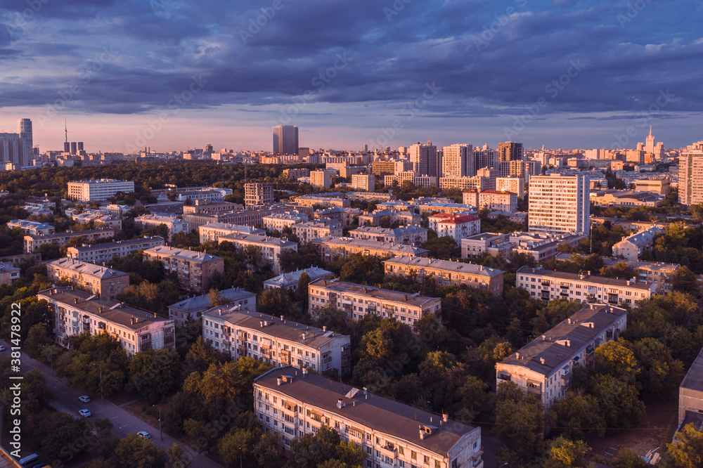 Presnensky district of Moscow from the height of the drone