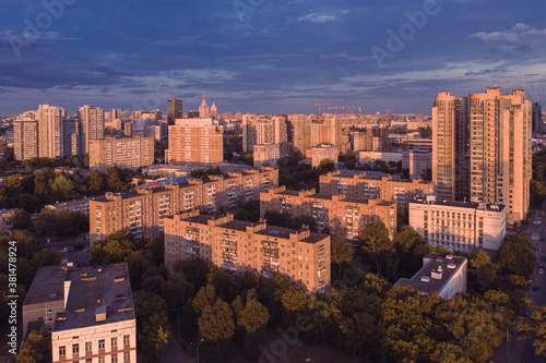 Presnensky district of Moscow from the height of the drone