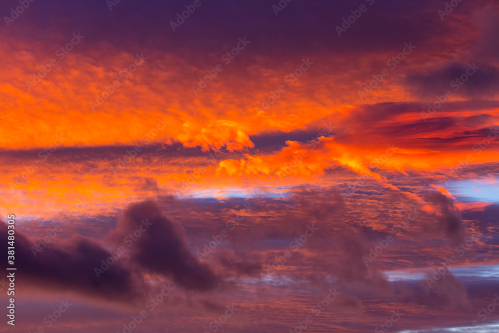 Clouds at sunset, Calatañazor village, Soria province, Castilla y Leon, Spain, Europe