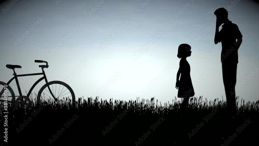 Father and daughter exterior silhouette animation Father and daughter exterior silhouette animation