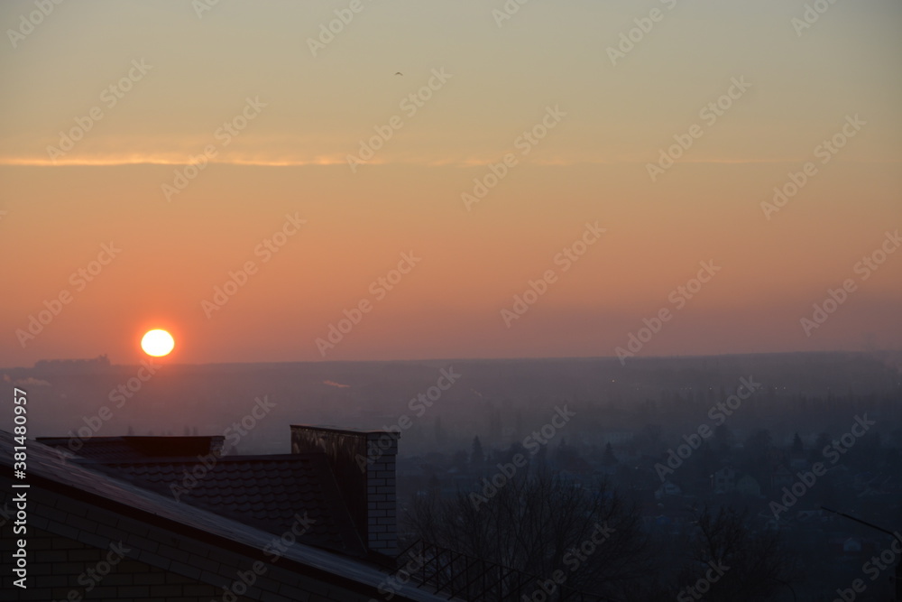 Fototapeta premium sunset over the river
