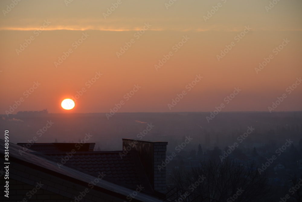 Fototapeta premium sunset over the river
