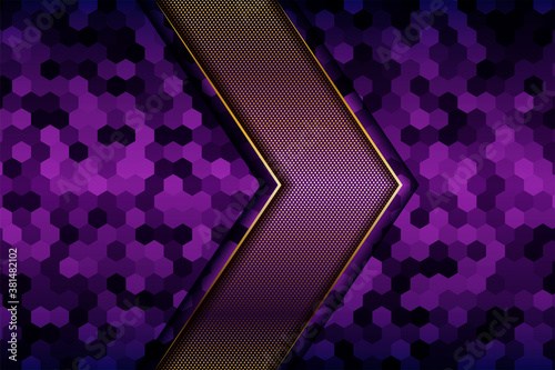 Abstract elegant dark purple on overlap layer background with golden gradient