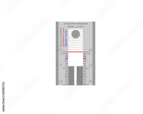 Instruments for measuring tire tread depth. Vector illustration on a white background.