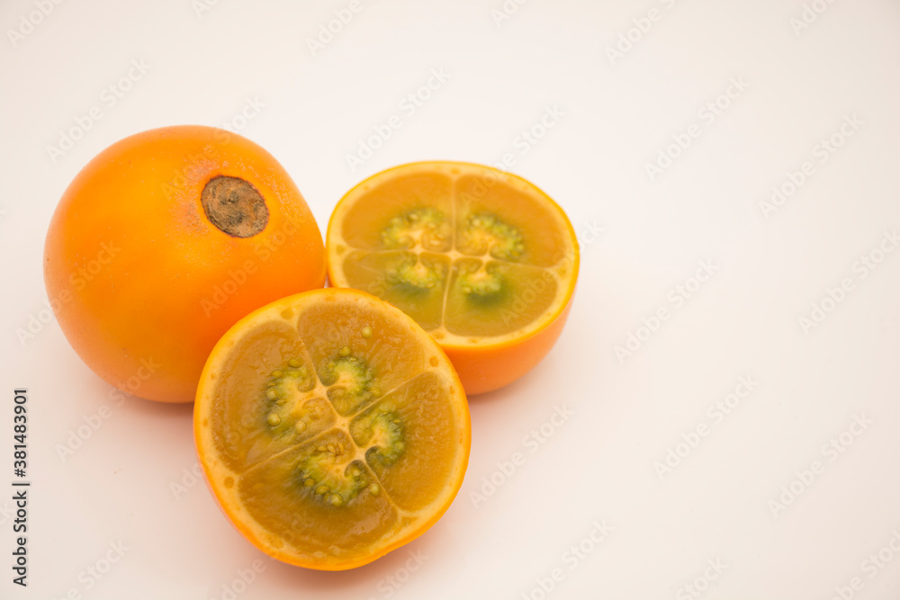 Lulo, delicious tropical fruit. Solanum quitoense. Lulo, delicious tropical fruit. Solanum quitoense.