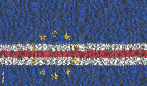 Detailed Illustration of a Knitted Flag of Cape Verde